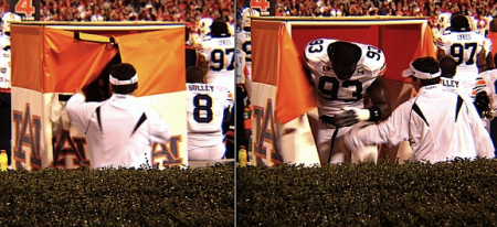 Auburn Player Peeing on Sidelines