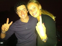 Caption: Rory McIlroy and Caroline Wozniacki tell fans their preferred bathroom activity