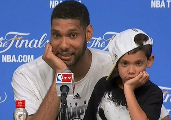 Tim Duncan and his son, who was wearing Punisher shirt, look identical