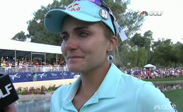 Thompson was penalized four strokes for moving her gimme putt an inch or so