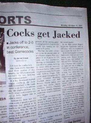 Cocks Get Jacked Newspaper Headline