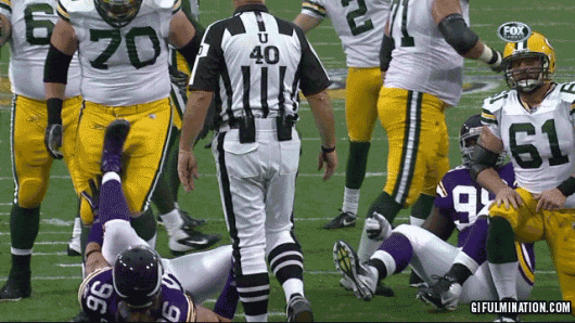 Brian Robison Kicks T.J. Lang in the Nuts (Animated)