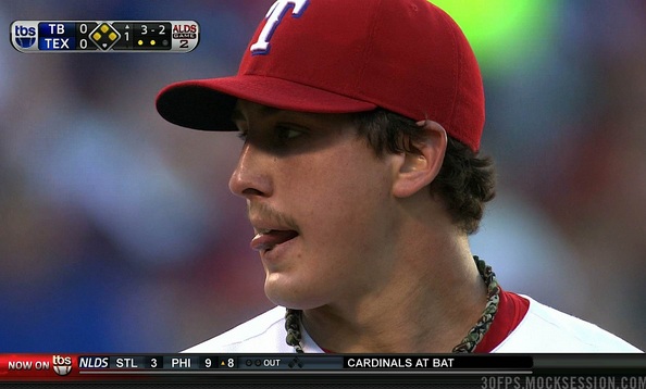 Photo: Derek Holland, who has been rocking a 'Wild Thing' haircut