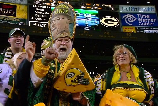 Packers Fan Wears Cheese Bra Picture