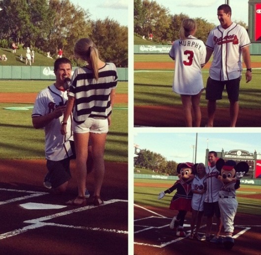 Dale Murphy's son Jake proposes after throwing out first pitch