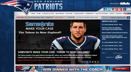 Tim Tebow Patriots website