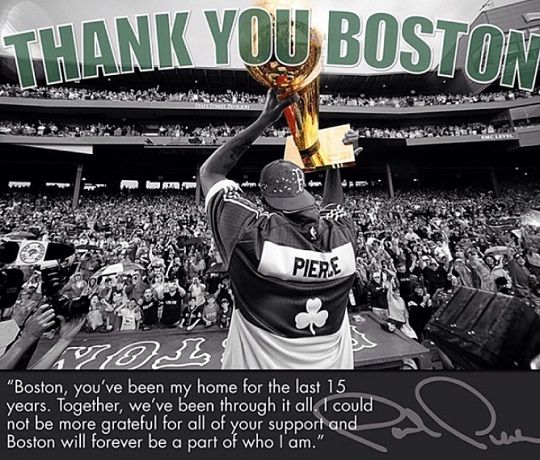 Paul Pierce says thanks to Boston with Instagram photos. Well done