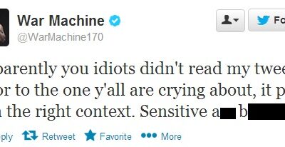 War Machine tweet