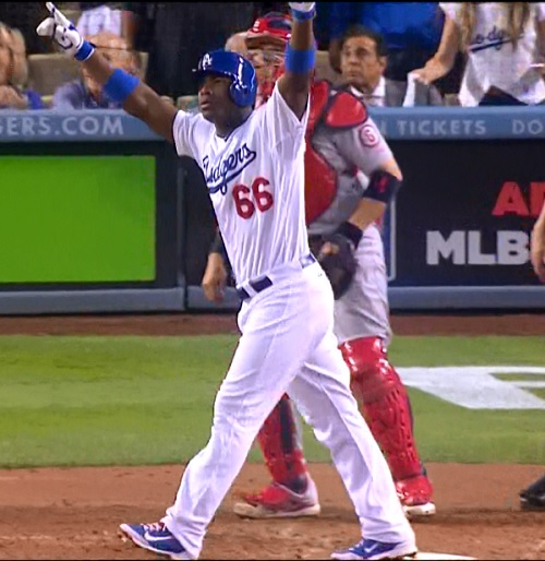 Yasiel Puig hit a triple 