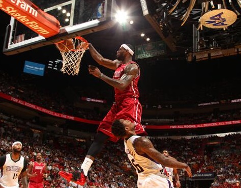 lebron james dunking on people