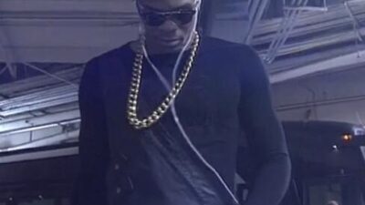 Russell Westbrook leather overalls killin it beanie