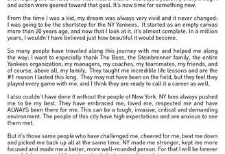 Derek Jeter retirement letter