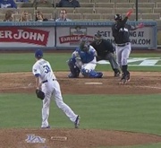 Dodgers catcher Drew Butera strikes out Marcell Ozuna with 94 mph ...