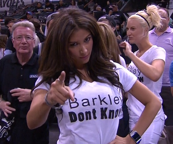 Tim Duncans Girlfriend Vanessa Macias Shows Up Charles Barkley With T Shirt Video