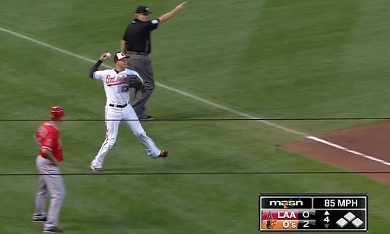 Manny Machado Makes Ridiculous Throw To Get Albert Pujols (Video)