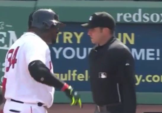 David Ortiz ejected for arguing over check swing (Video)