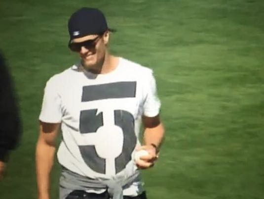 Tom Brady wears shirt that says '5' at Red Sox opener