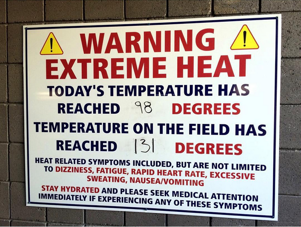 Arizona Locker Room Sign Warns Visitors Of Extreme Heat