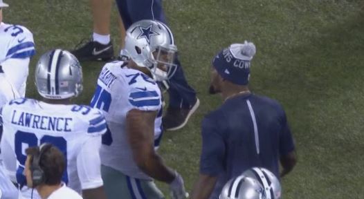 Dez Bryant On The Sidelines Of The Cowboys-Giants Game, Dez Bryant, Dallas  Cowboys, Dallas, Dez Bryant acting like a proud dad 