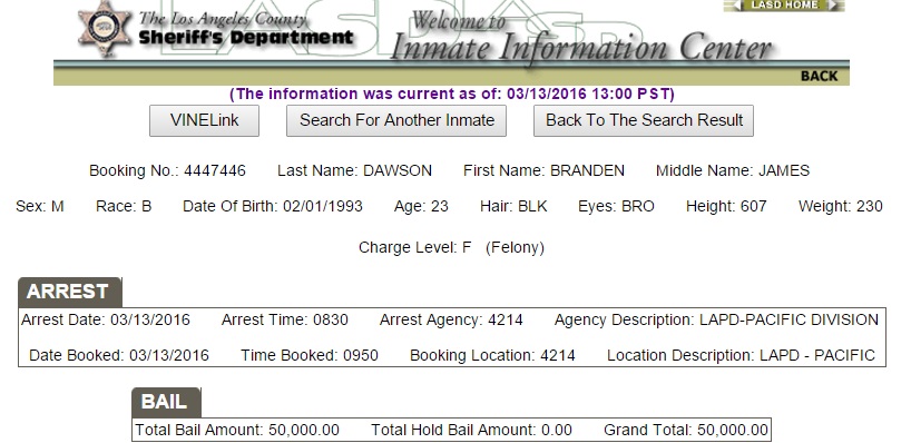 Branden Dawson arrest