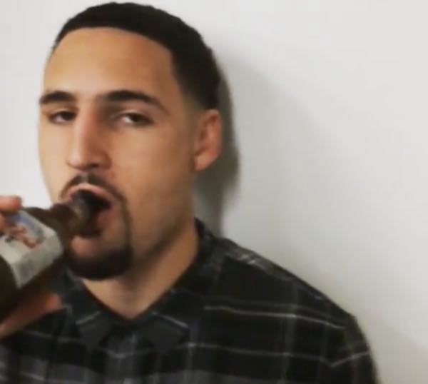 Klay Thompson drinks beer while speaking to reporter (Video) | Larry ...