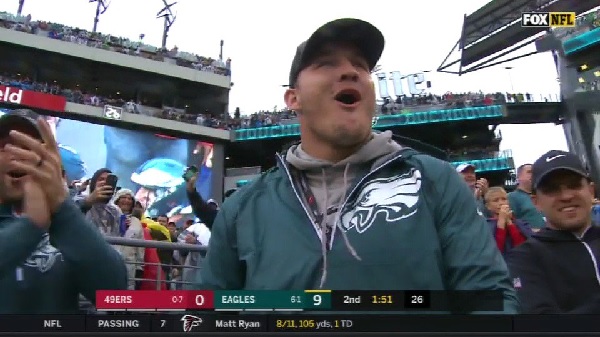 Mike Trout was cheering on the Eagles in a dog mask at the NFC