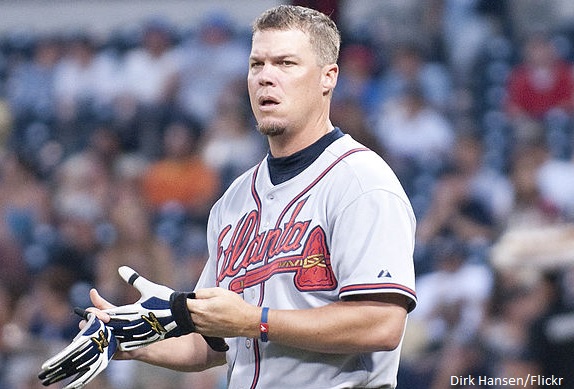 Chipper Jones flubs foul ball in stands at Braves' NLDS Game 3 National  News - Bally Sports