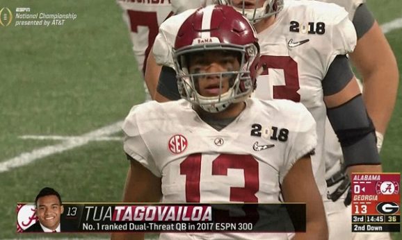 Alabama QB Jalen Hurts benched at halftime for Tua Tagovailoa | Larry ...