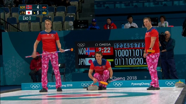 Norwegian curlers make Olympic-size fashion statement in diamond-print pants  
