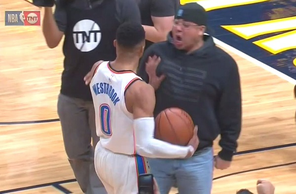 Russell Westbrook pushes Nuggets fan after game (Video) | Larry Brown ...