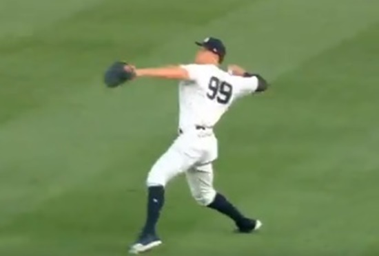 Aaron Judge fired a laser throw to turn a crucial double play