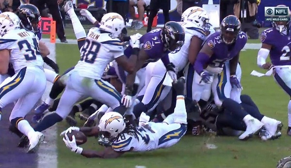 Chargers lose after replay determines Melvin Gordon lost fumble at goal line