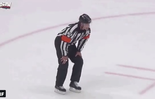 Referee Wes McCauley gets knocked down 