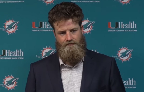 Ryan Fitzpatrick of the Miami Dolphins warms up prior to the game