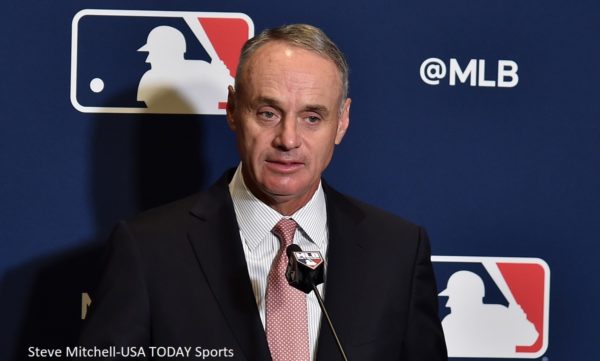 Rob Manfred at a press conference