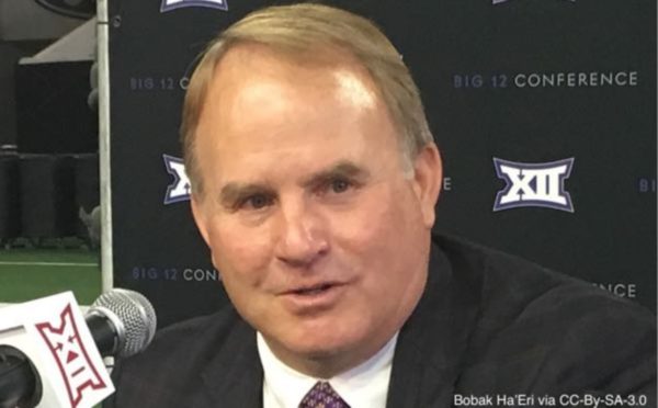 Gary Patterson at a press conference