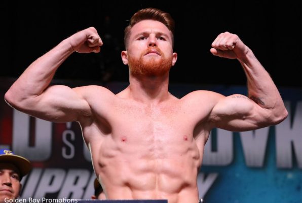 Canelo Alvarez at a weigh-in