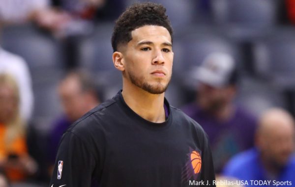 Devin Booker warming up