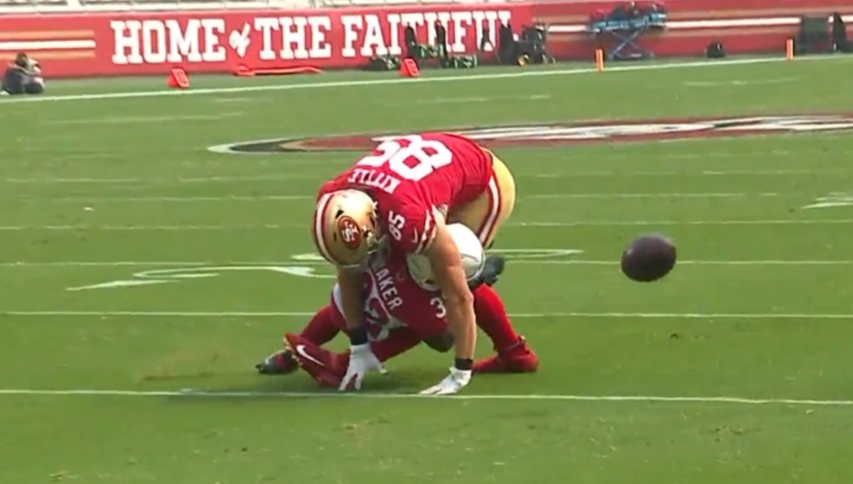 Kittle appears to suffer knee injury after being tackled