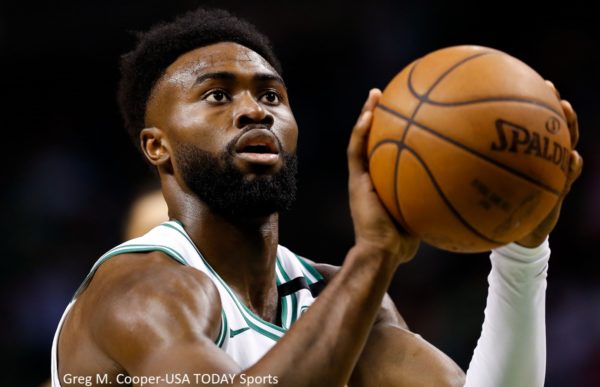 Jaylen Brown gets ready to shoot