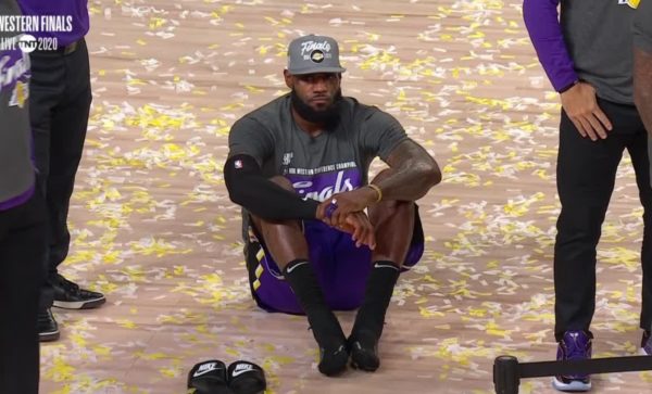 LeBron James sitting