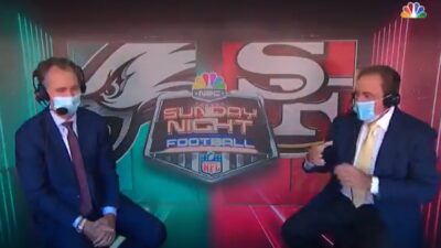 Al Michaels Cris Collinsworth mask