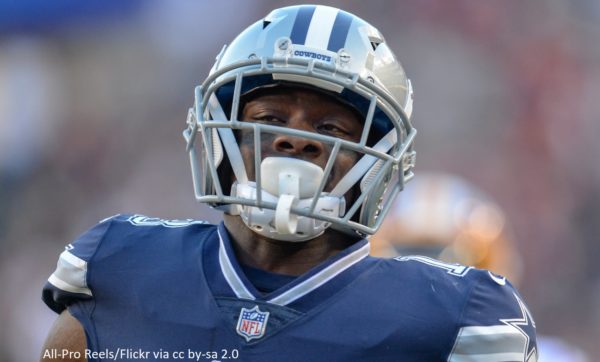 Michael Gallup with a helmet on