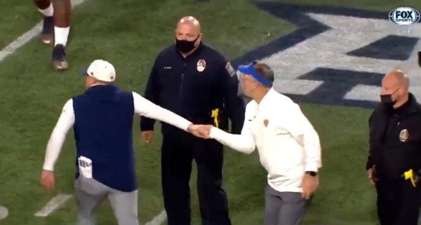 Geoff Collins Pat Narduzzi handshake