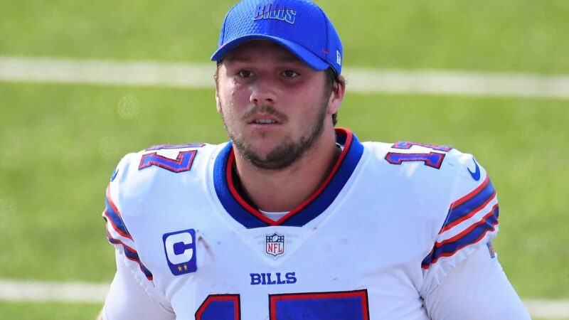 Josh Allen in a Bills hat