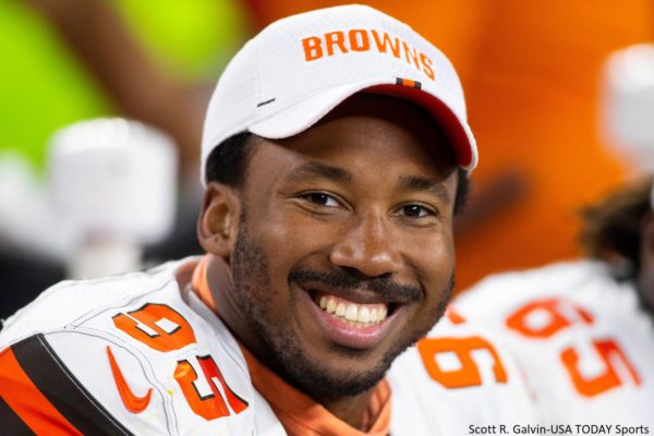 Myles Garrett smiles