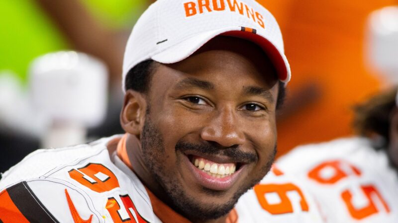 Myles Garrett smiles