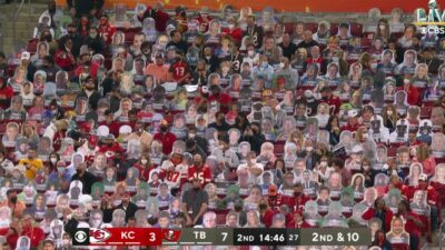 Super Bowl cutout fans