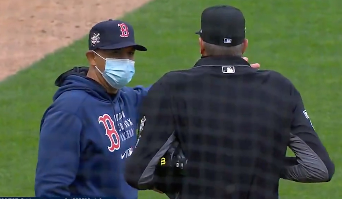 Video: Alex Cora ejected for arguing horrible foul tip call