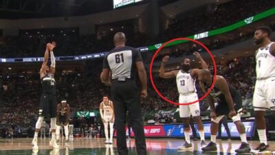 Giannis Antetokounmpo James Harden free throw